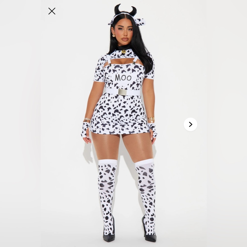 Cow Print  5 piece Costume with Horns